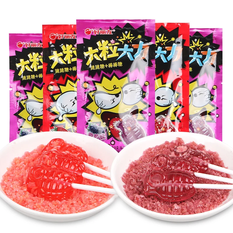 wholesale candy fruit Mixed hard candy popping candy + lollipop 16g