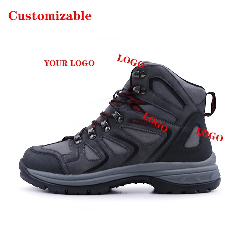 Fashion simple waterproof fabric upper hiking shoes anti slip men outdoor trekking boot