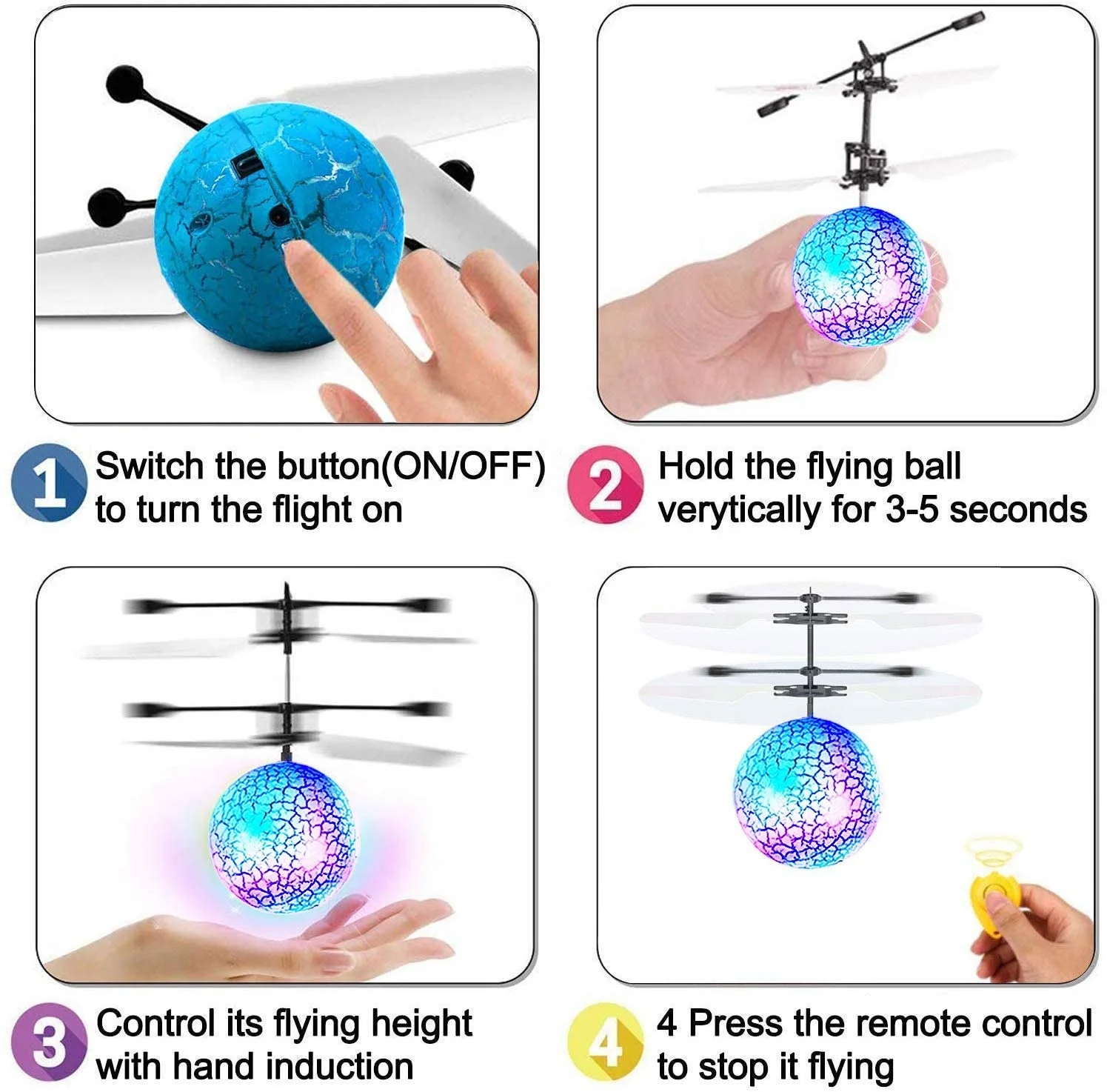 Flying Ball Toys LED RC Toy for Kids Rechargeable Light Up Mini Drone Infrared Induction Helicopter Remote Controller