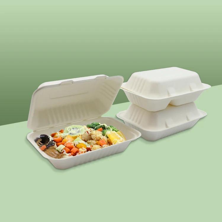 Bagasse Sustainable Disposable Bento Delivery Takeaway To Go Biodegradable Food Packaging