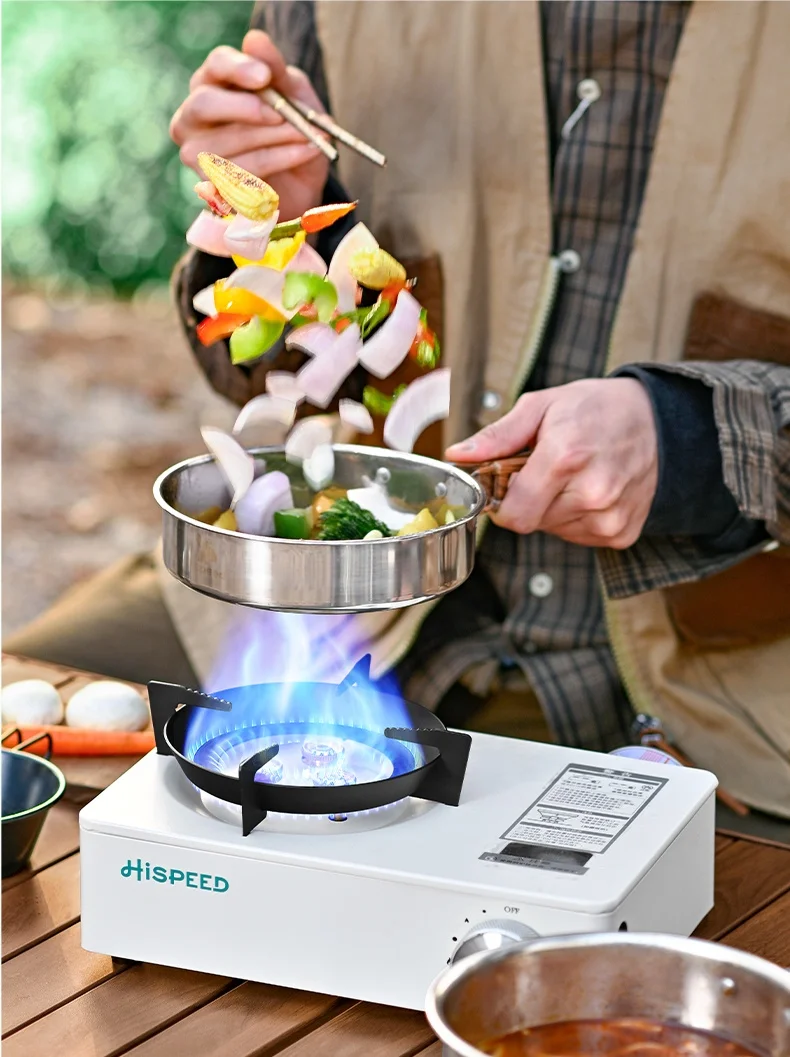 HISPEED Automatic Gas Stove 3 Burner 128G/H Metal Portable Lightweight 3500W 3 Burner Camping Stove
