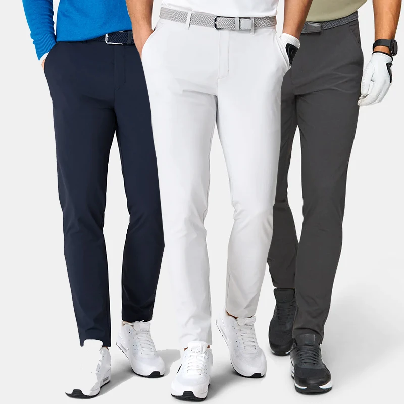 Wholesale High Quality Solid Color Sportswear 85% Nylon 15% Spandex 4-way Knit Slim Fit Stretch Lightweight Golf Pant Trouser