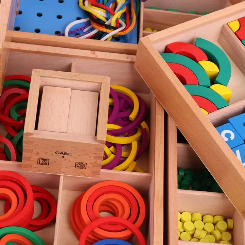 Wooden Montessori Materials 15 in 1games Wooden Puzzle Educational Froebel Toys