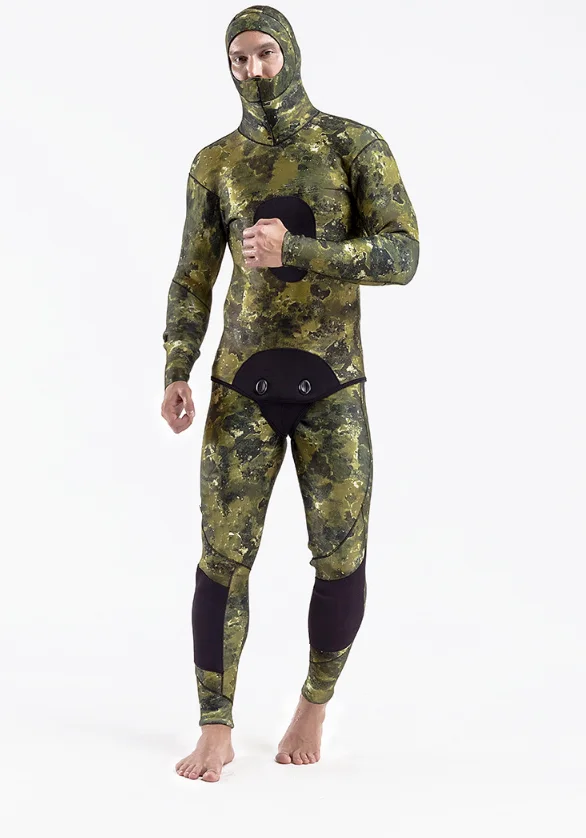 2 Piece Surfing Diving  3MM 5MM 7MM Open Cell Freediving Hunting Camo Neoprene 2 Piece Spearfishing Wetsuit