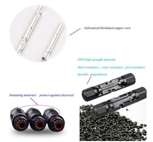 Solar Connector 30A Branch Parallel Connection 1000V Electrical 2.5/4/6MM2 Solar PV Plug Photovoltaic Panel Cable Wire Connect