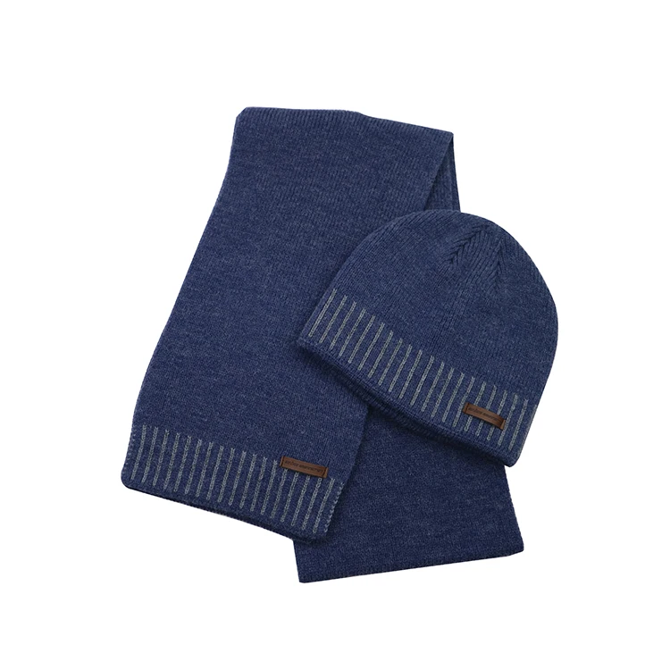 Custom Private Label Womens and Kids Cold Weather Wool Blended Jacquard Knitted Winter Beanie Hat and Neck Scarf Sets