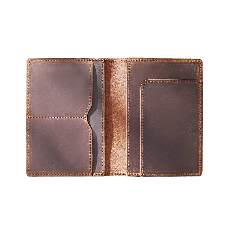 Оптовая продажа, Обложка для паспорта из кожи Crazy Horse на заказ, тонкая визитница, держатель для паспорта из натуральной кожи