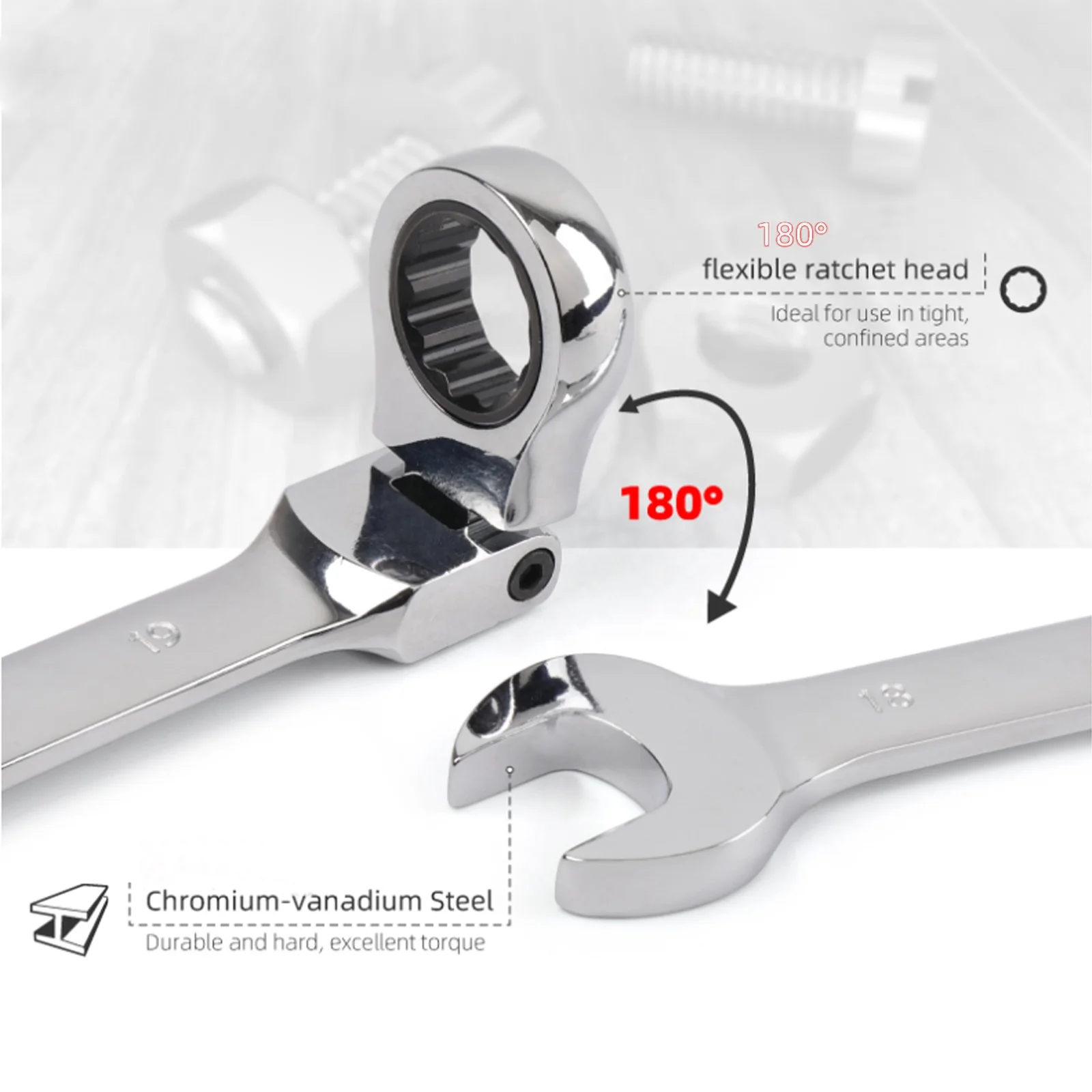 SUGETOOLS  flexible head rachet and crowfoot wrench set hand tool bag set