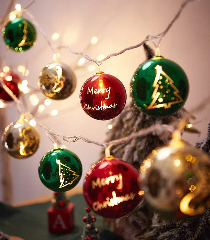 LED Christmas Ball Light String Star Pentagram Mirror Decorative Light Star Christmas Light String for Christmas Decoration