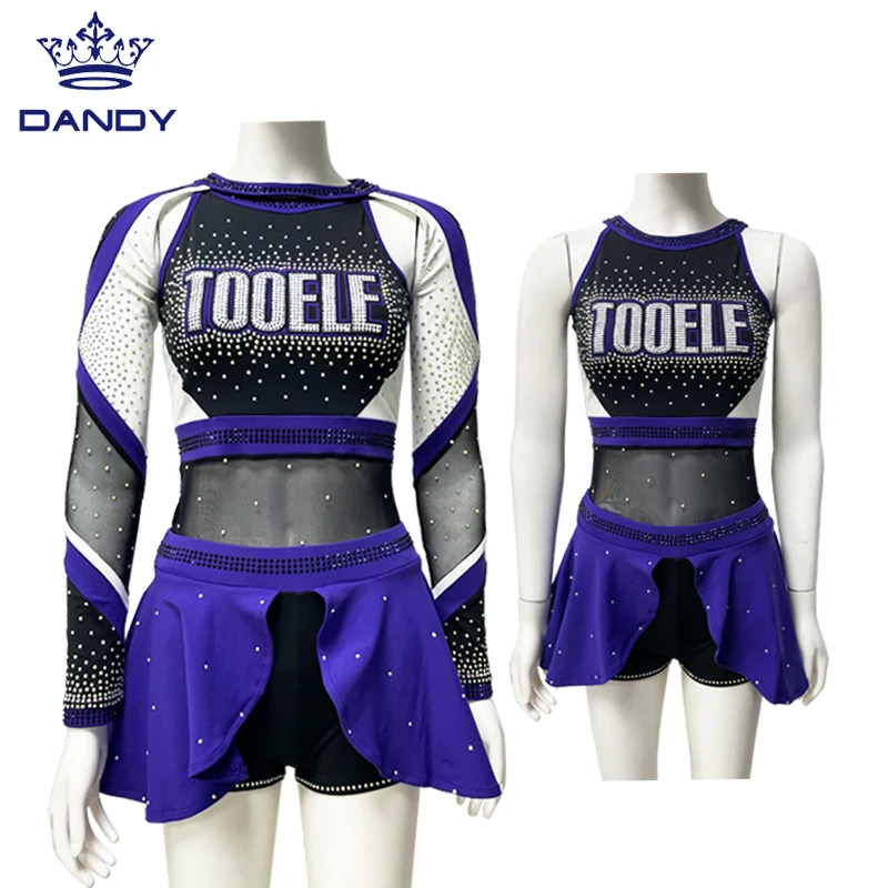 Custom customize hot sale cheerleader cheerleading uniforms long sleeve sexy cheer uniform
