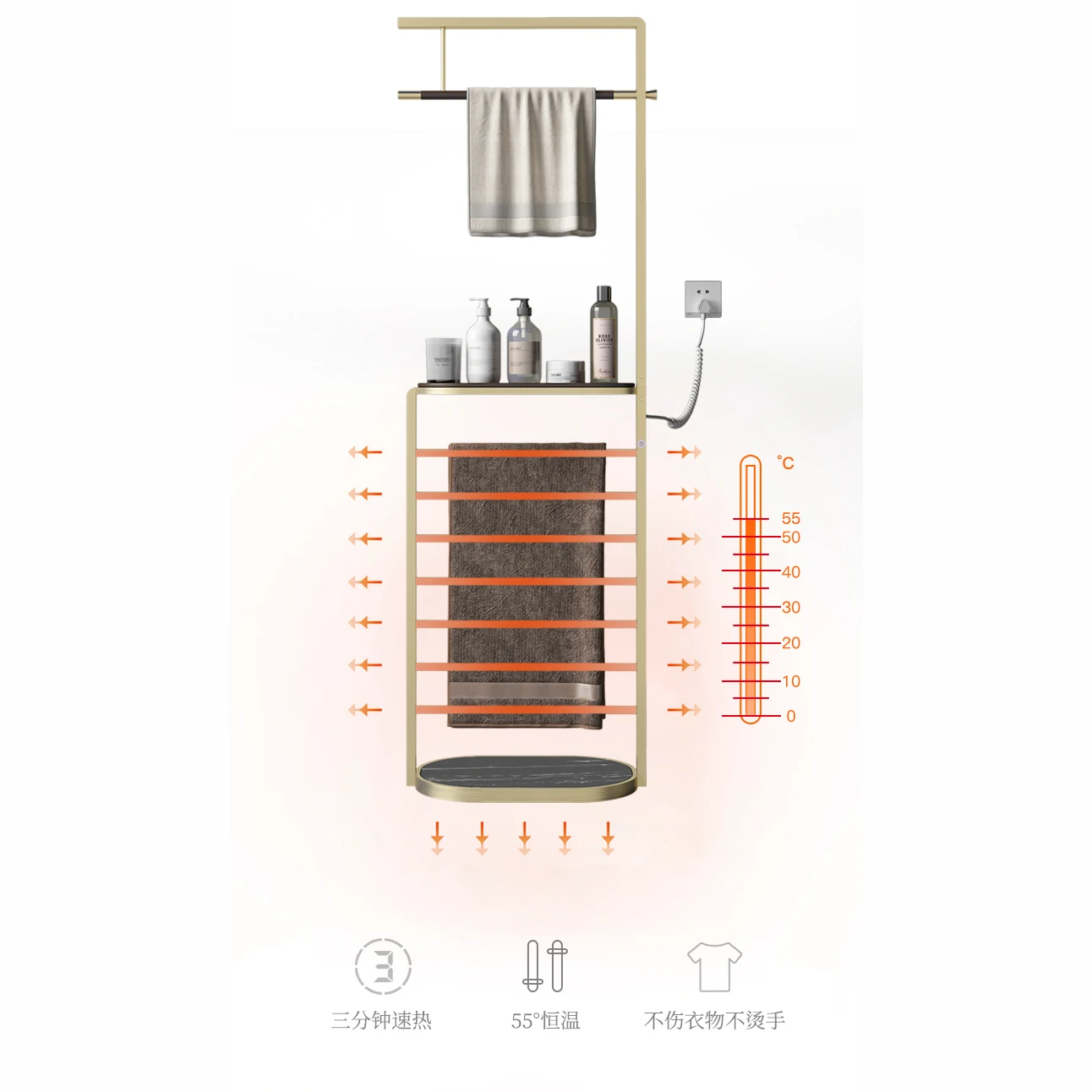 Легкая Роскошная умная вешалка для полотенец в ванную комнату с автоматическим электрическим подогревом сушилка напольная хранения ванной