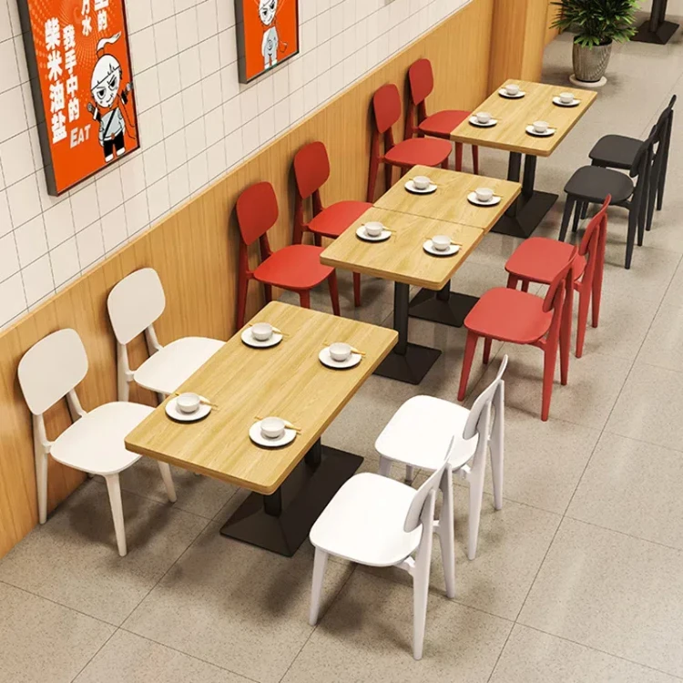 Good quality restaurant commercial table chair solid wood dining tables and PP chairs