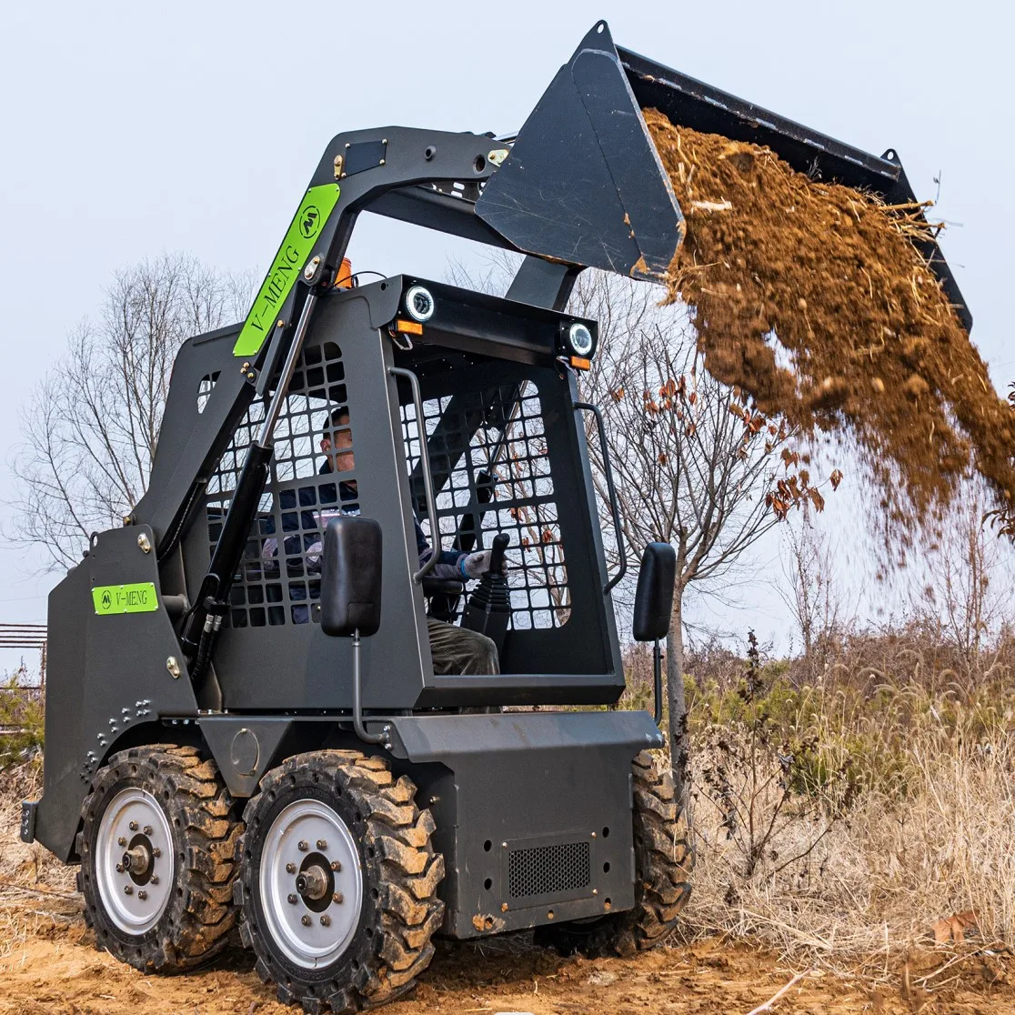 Дешево Новый бренд VM-35S мини-погрузчик с бортовым поворотом 1 тонн Колесный Малый фронтальный ковшом