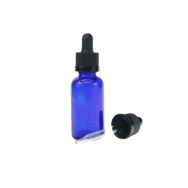 Blue clear amber green 30ml glass bottle dropper bottle with childproof cap