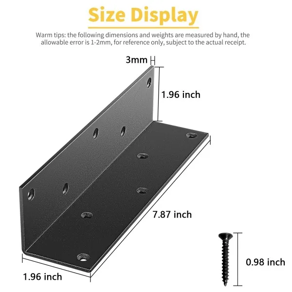 Furniture hardware adjustable metal wall bracket L-shaped corner code supporting cabinets bracket wood connector