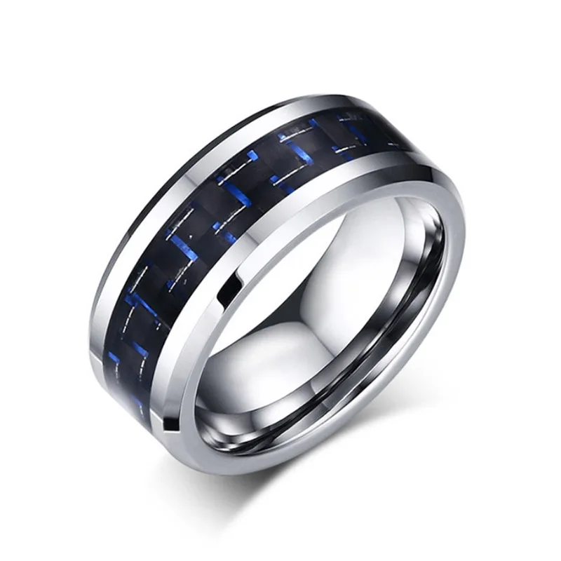 Vintage custom eternity rings inlay carbon fiber tungsten carbide ring for man gift