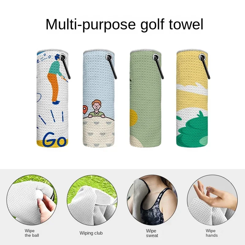 Bulk Wholesale High Quality All Over Print Microfibre Golf Towel with Grommets and Carabiner Golf Accessories