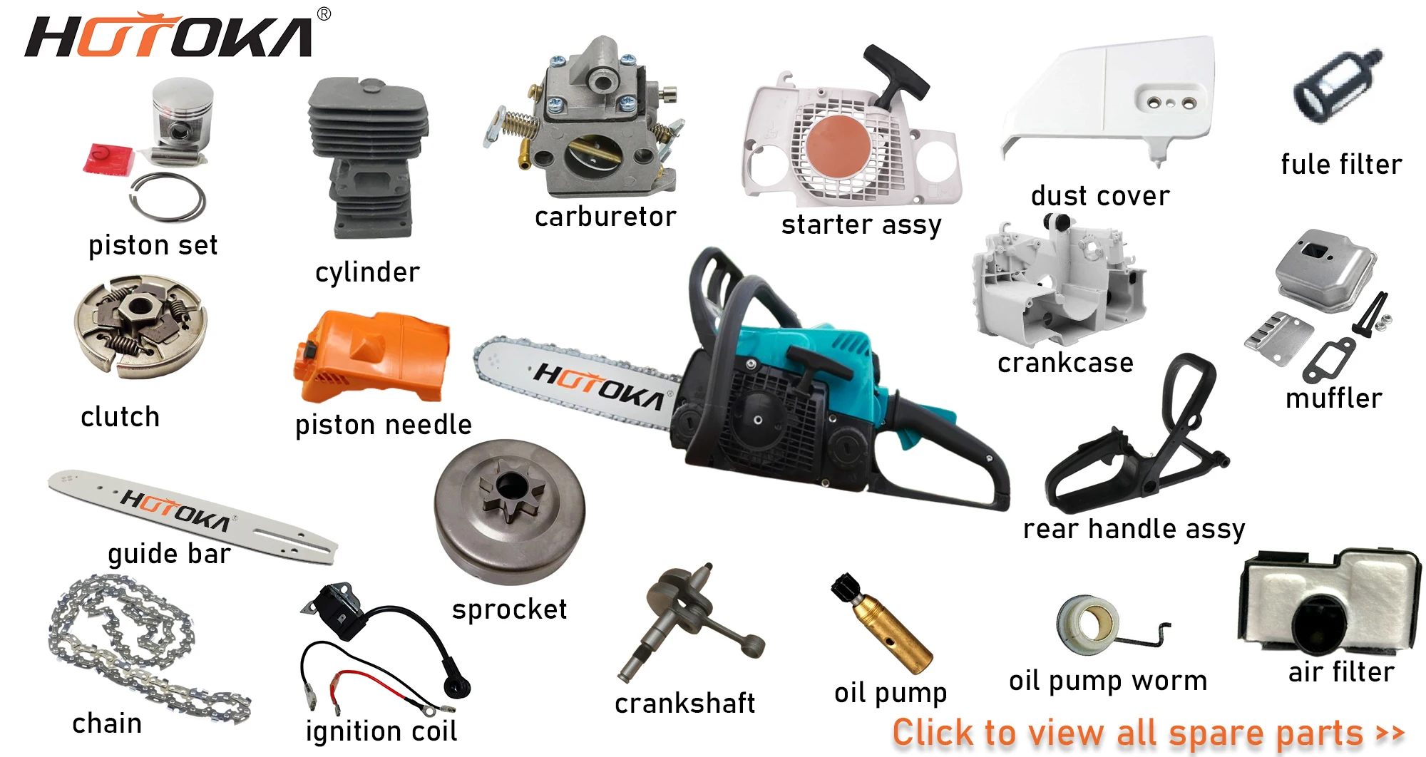 HOTOKA manufacturer supplier ms180 chainsaw muffler spare parts professional HUS ms 180 petrol chain saw muffler for wholesale