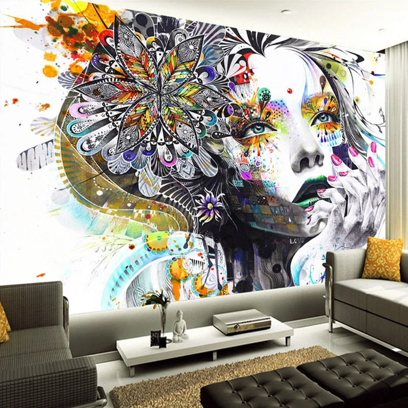 Custom Mural Wallpaper Color Hand Painted Abstract Graffiti Beauty Art Background Photo Wallpaper Living Room Bedroom Home Decor