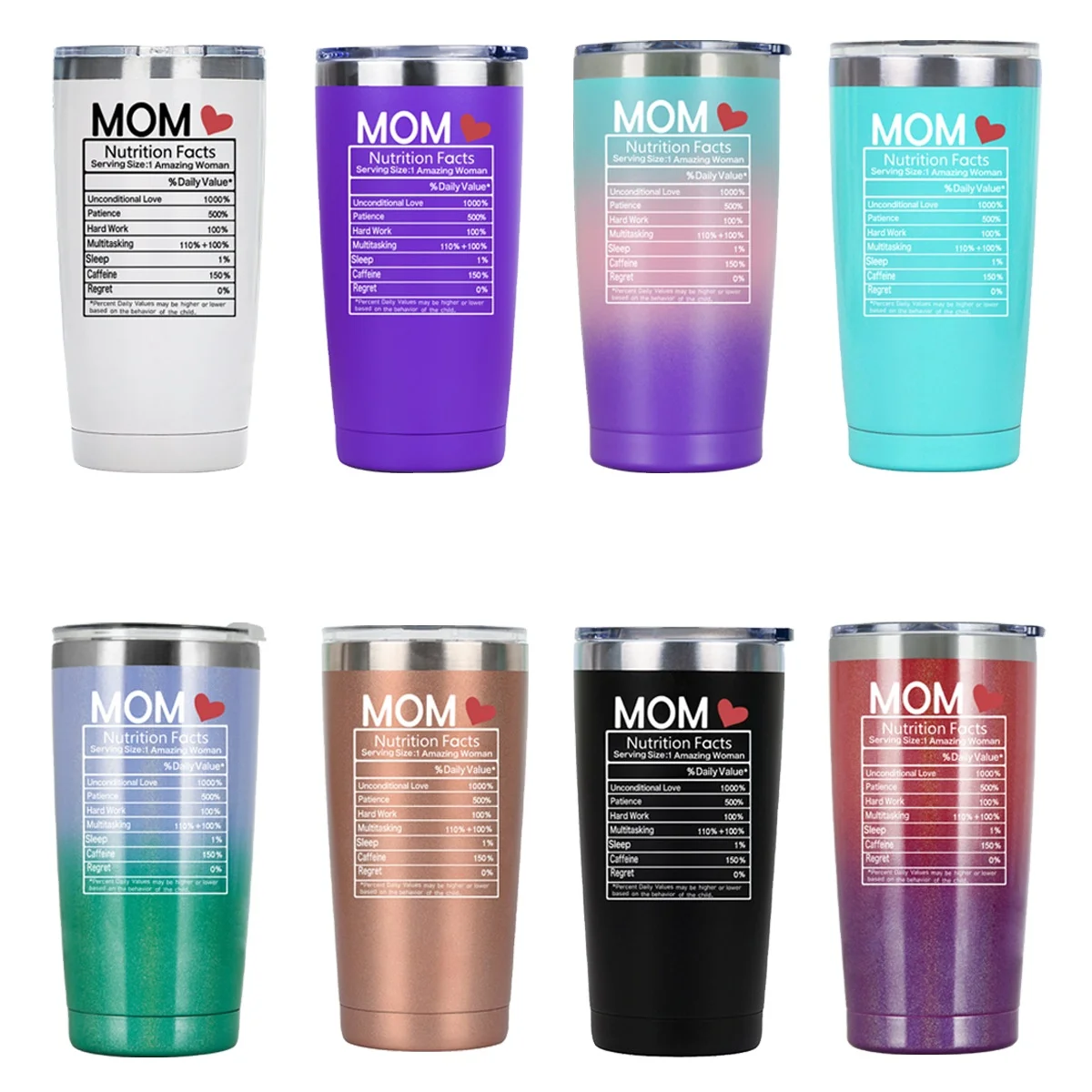 MOM Nutrition Facts Mothers Day Gifts Mug 20OZ Car Cup Thermos Cup Stainless Steel Tumbler