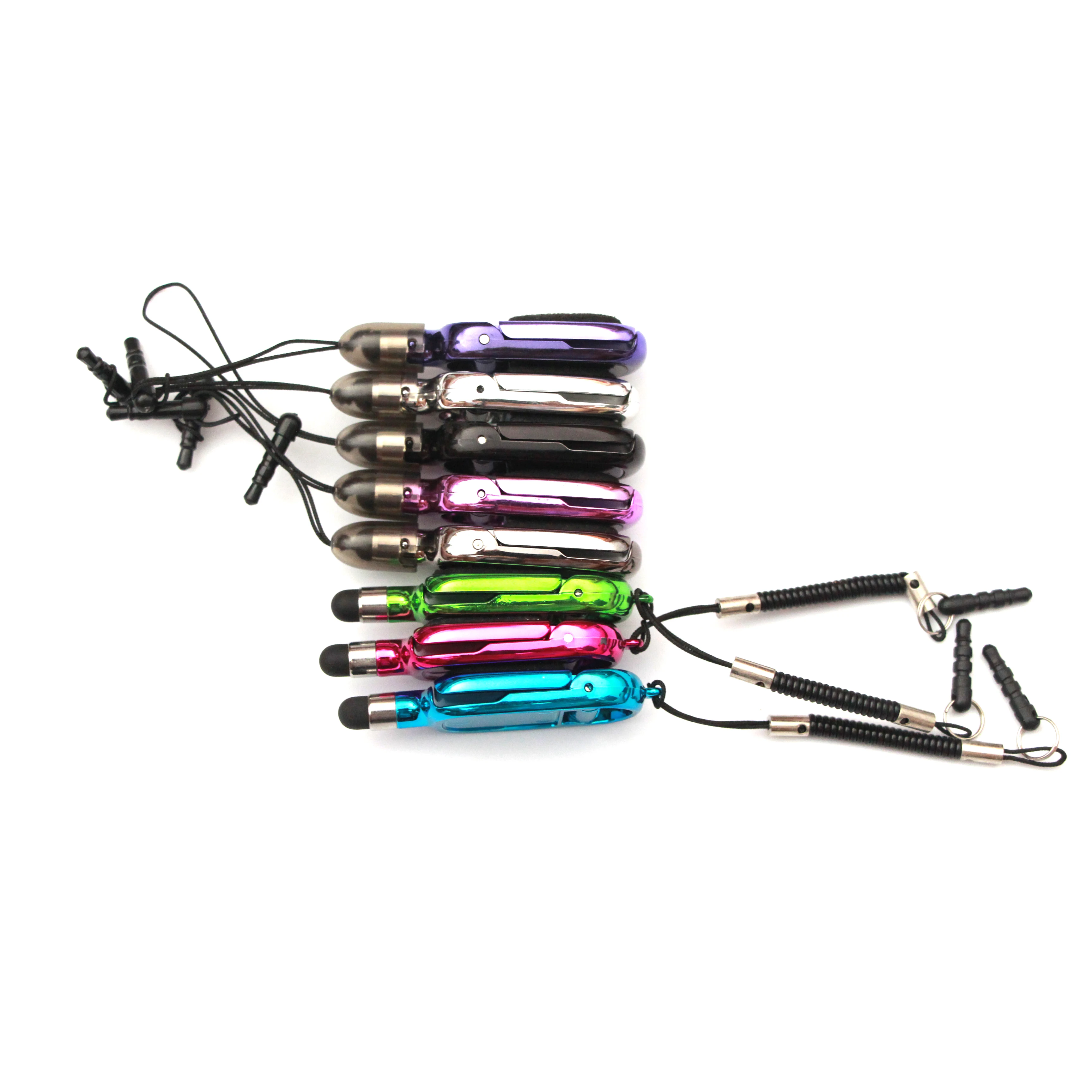 Custom Logo Promotional Multi-function 5 in 1 Mini Stylus with Phone Stand Screen Cleaner Dust Plug