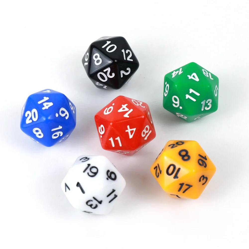 Wholesale colorful d20 sided dice custom acrylic bulk polyhedral stone dice with number for playing drinking game or casino