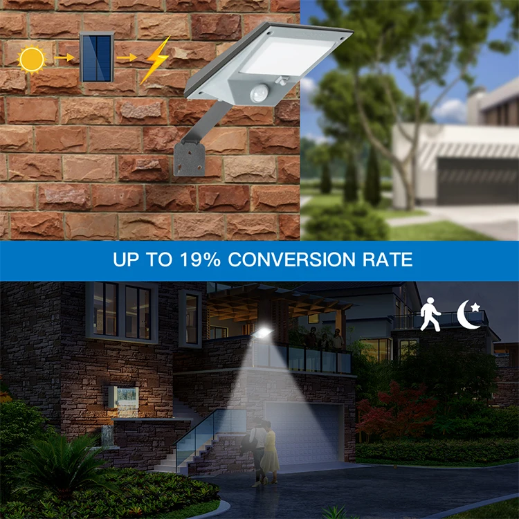 
New design 230 lumen high bright led solar sensor wall light for outdoor garden path 