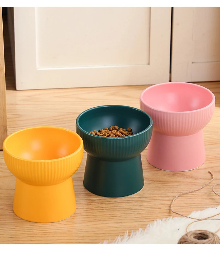 Hot Selling Pet Ceramic Bowl Tall Slant Flat Raised Bowl for Cats and Dogs Ceramic Pet Bowls and Feeders