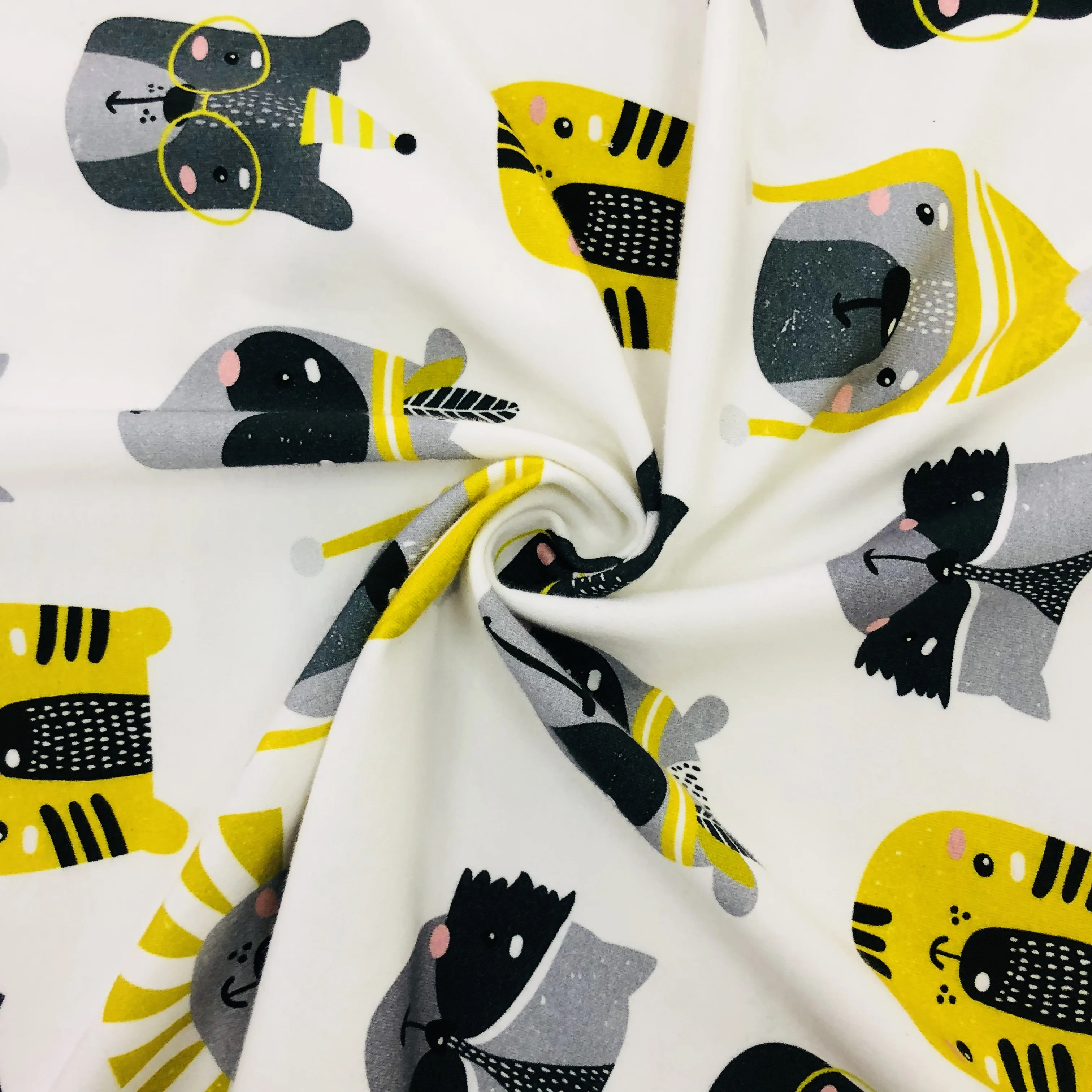 Cartoon Designs Digital Printed Cotton Spandex Knitted French Terry Fabric For