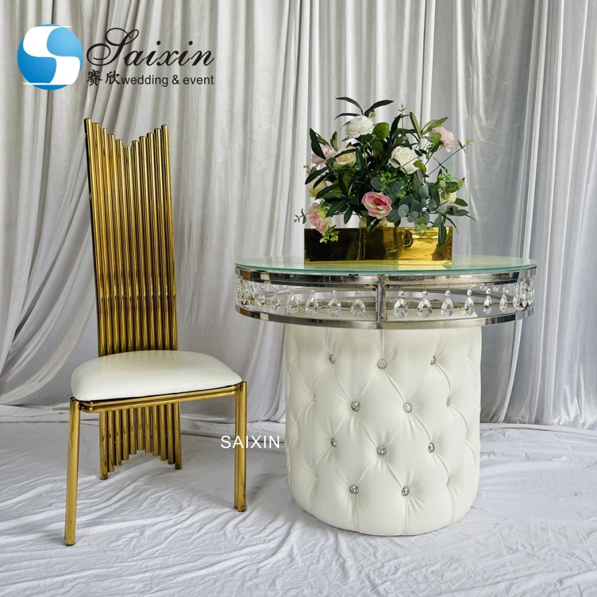 ZT-150G wedding furniture luxury stainless steel wedding table for events wedding crystal table