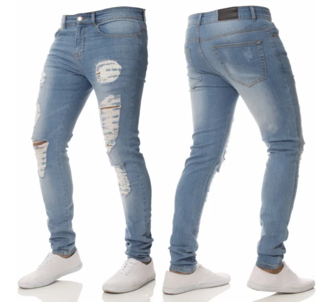 Wholesale Price Slimfit Cotton Ripped Jean Pants For Men