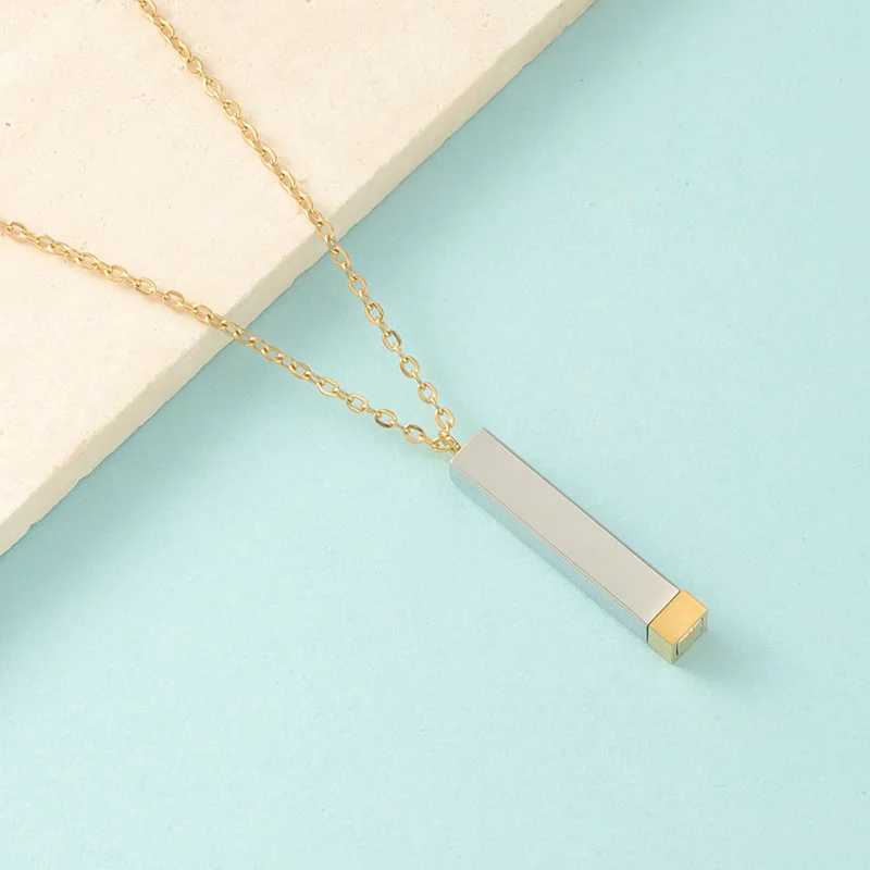 Mirror Surface Stainless Steel Nesting Doll Accessories Diy Cubic Cylinder Telescopic Rod Pendant Necklace