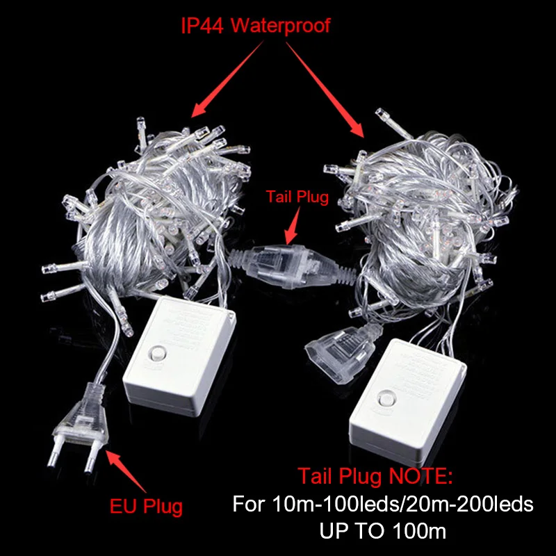 49ft Festoon Led Star String Fairy Lights Street Garland Outdoor Waterproof For Wedding Christmas New Year Decor Lights