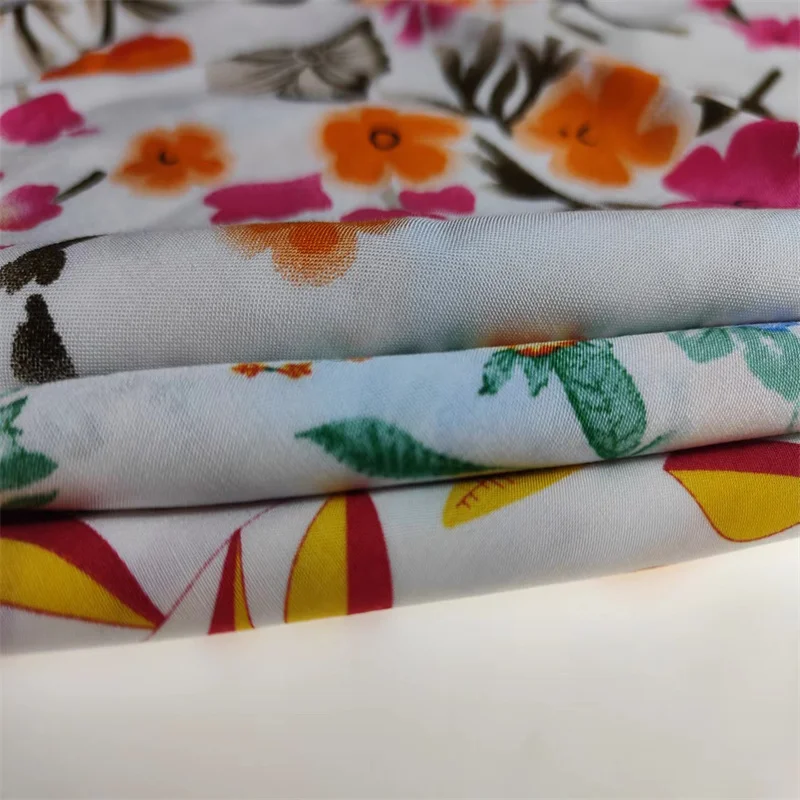 Good quality jersey scar raffia yarn floral rayon fabric to make rayon short shift dress