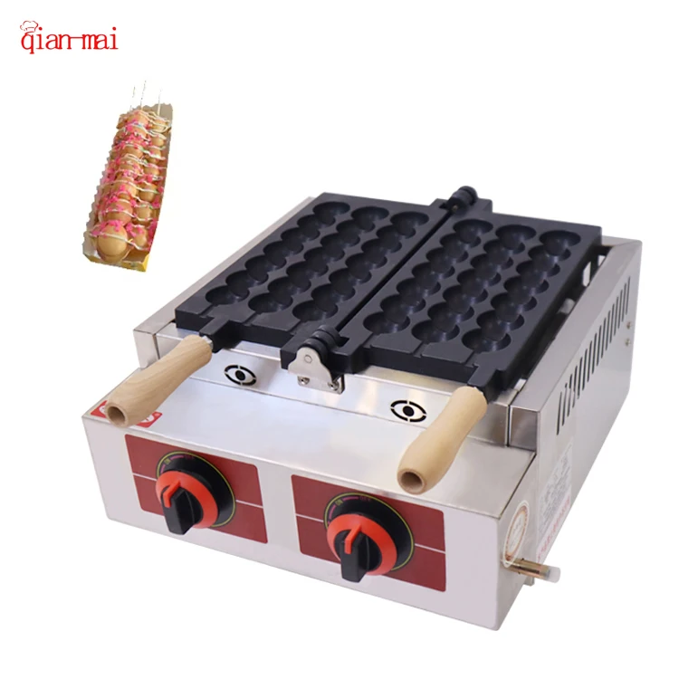 Commercial Gas LPG LNG Non-Stick 7 Ball Waffle Machine Skewer Bubble Round Ball Hot dog Mini Factory-sale 6 Stick Waffle Maker