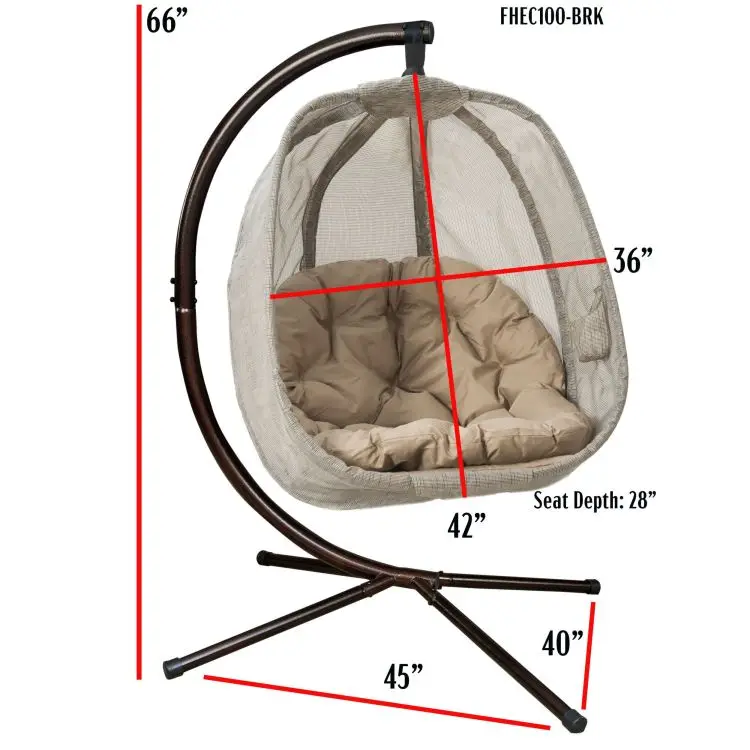 Outdoor Swing Eggshell Hanging Chair Garden Patio Furniture Hanging Sensory Rattan Egg Chair With Metal Stand