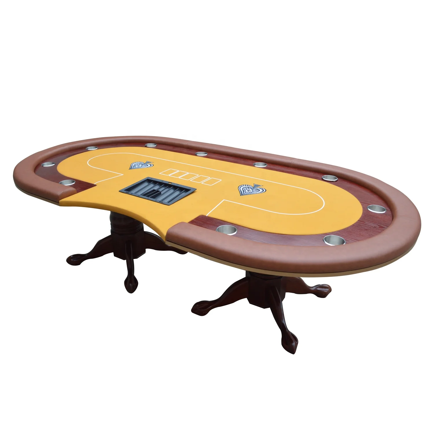 Art Wood Leg  Poker Table 10 Person Casino Texas Holdem Game Table