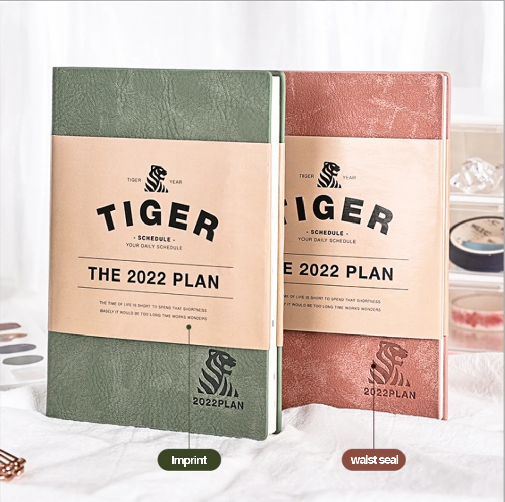 2022 Environmental Friendly Discolored Pu Leather Hand Account Book Monthly Plan A7 Agenda Book Portable Pocket Notepad