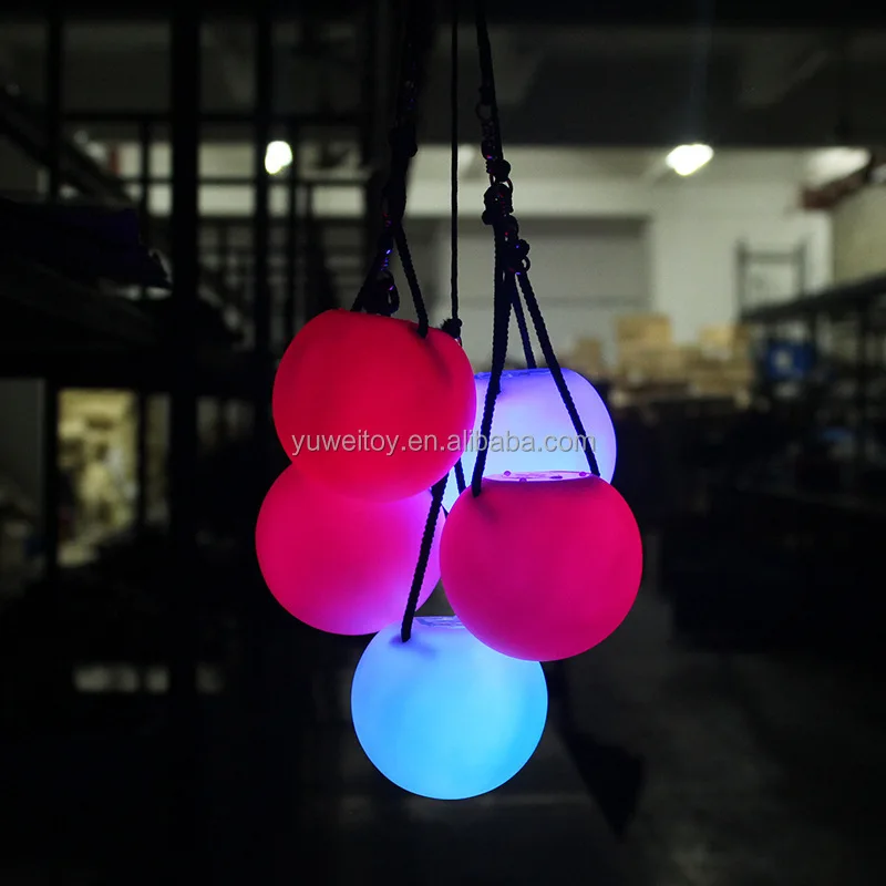 Battery Operation Colorful Lamp Pressure Reducing Squeezing with Cable Health Sports Training LED Toy Poi Ball 3