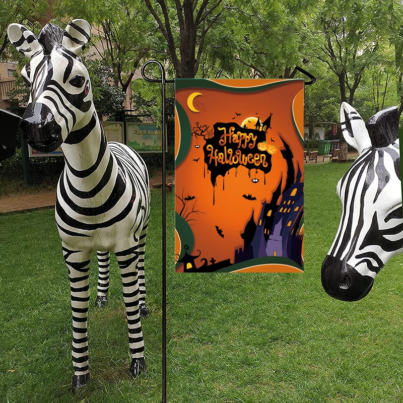 Promotional custom free design thickening flax flags double sided 12x18 Inch Halloween Christmas holiday garden flag