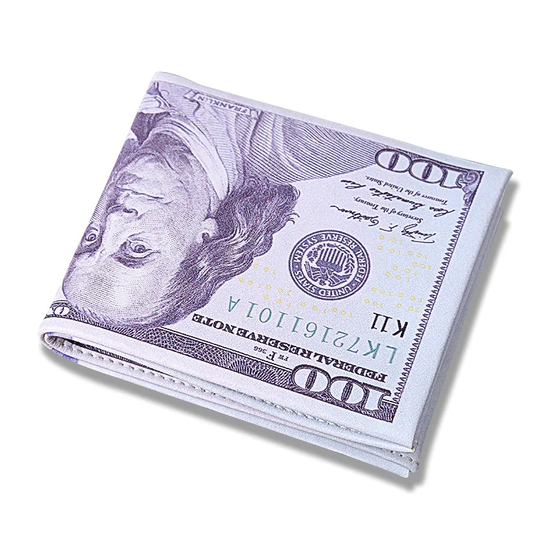 Vintage Card  Money Dollar Luxury Leather Mini Wallet Dollar PU Coin Pattern Folding Paper Money Wallet