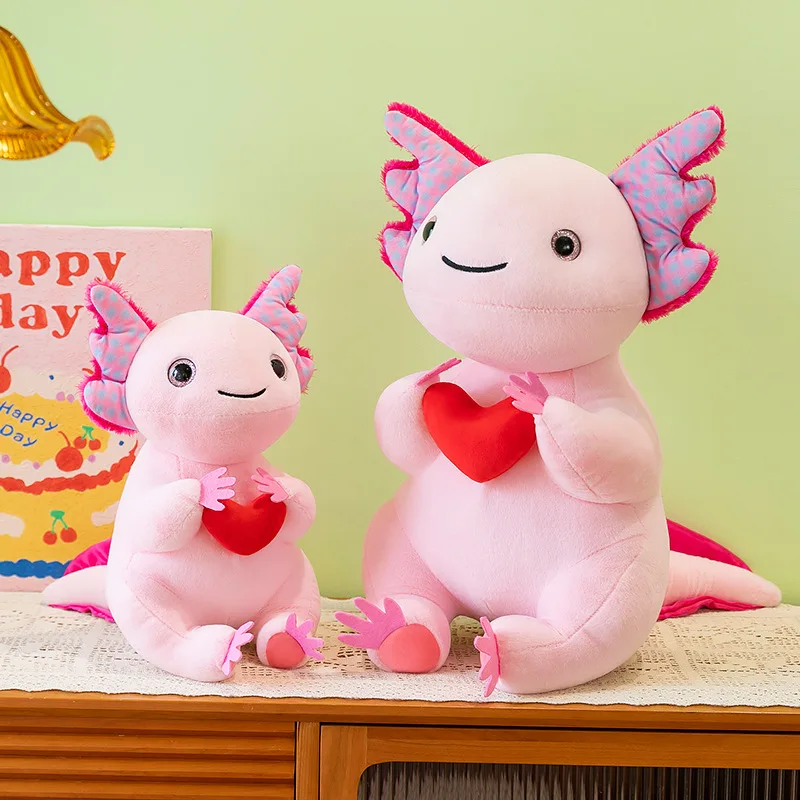 2025 Axolotl Stuffed Animal with Heart Giant Axolotl Plush For Christmas Day Gift For Kids