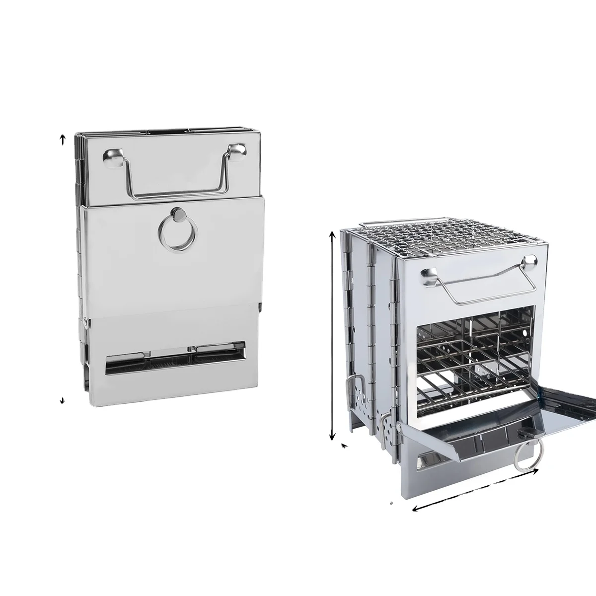 BAIDE PACK Wood Burning Camp Stove Folding Stainless Steel 304# Grill, Large Portable Backpacking Stove for Hiking Camping Picni