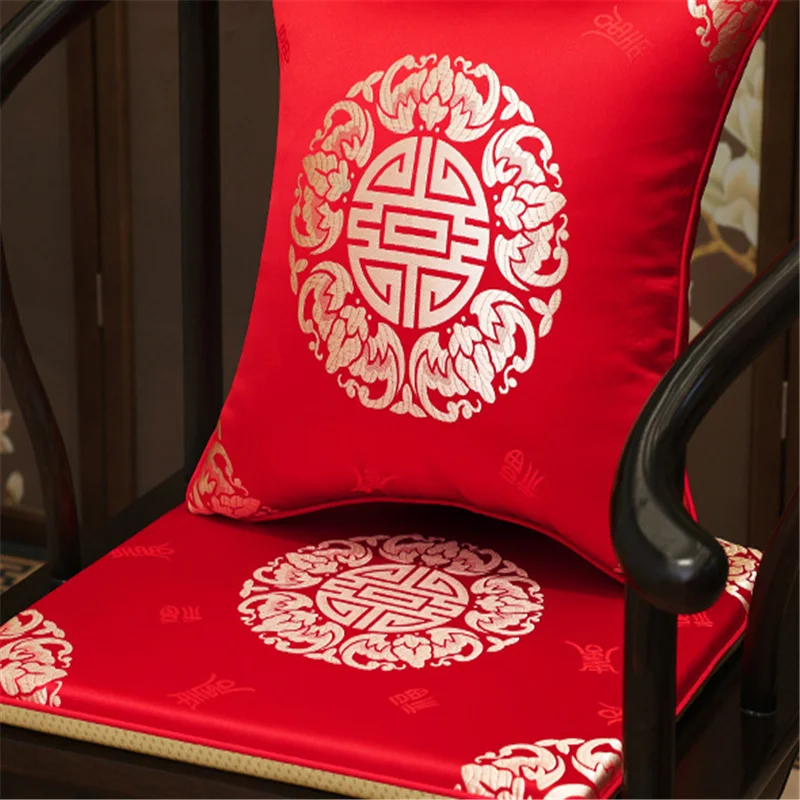 Great Quality Red Color Best Selling Hot Sale Classic Fushou Group Pattern Brocade Fabric for Home Textile