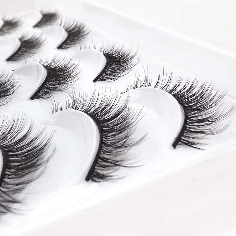 20 Pairs 3d Soft Mink False Eyelashes Handmade Wispy Fluffy Long Lashes Natural Faux Mink Lash Trays Qingdao Eyelash