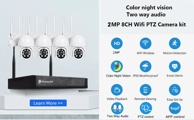 Tuya Smart IP Auto Track 1080P HD Wifi Home Security Cctv Wireless Camera Wifi Outdoor NVR 4Ch