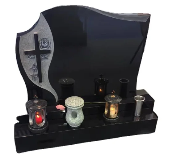 chinese factory  Upright Wholesale Sample Design Gravestone Black Granite Tombstone And Monuments Headstone