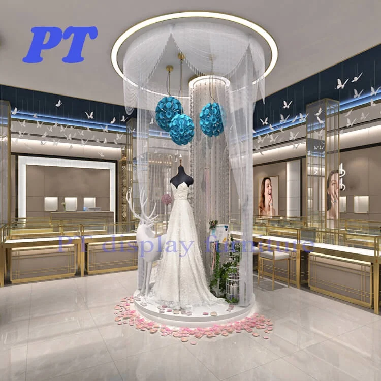 Custom Jewelry Shop Gold Showcase Counter Decor Jewelry Shop Interior Design