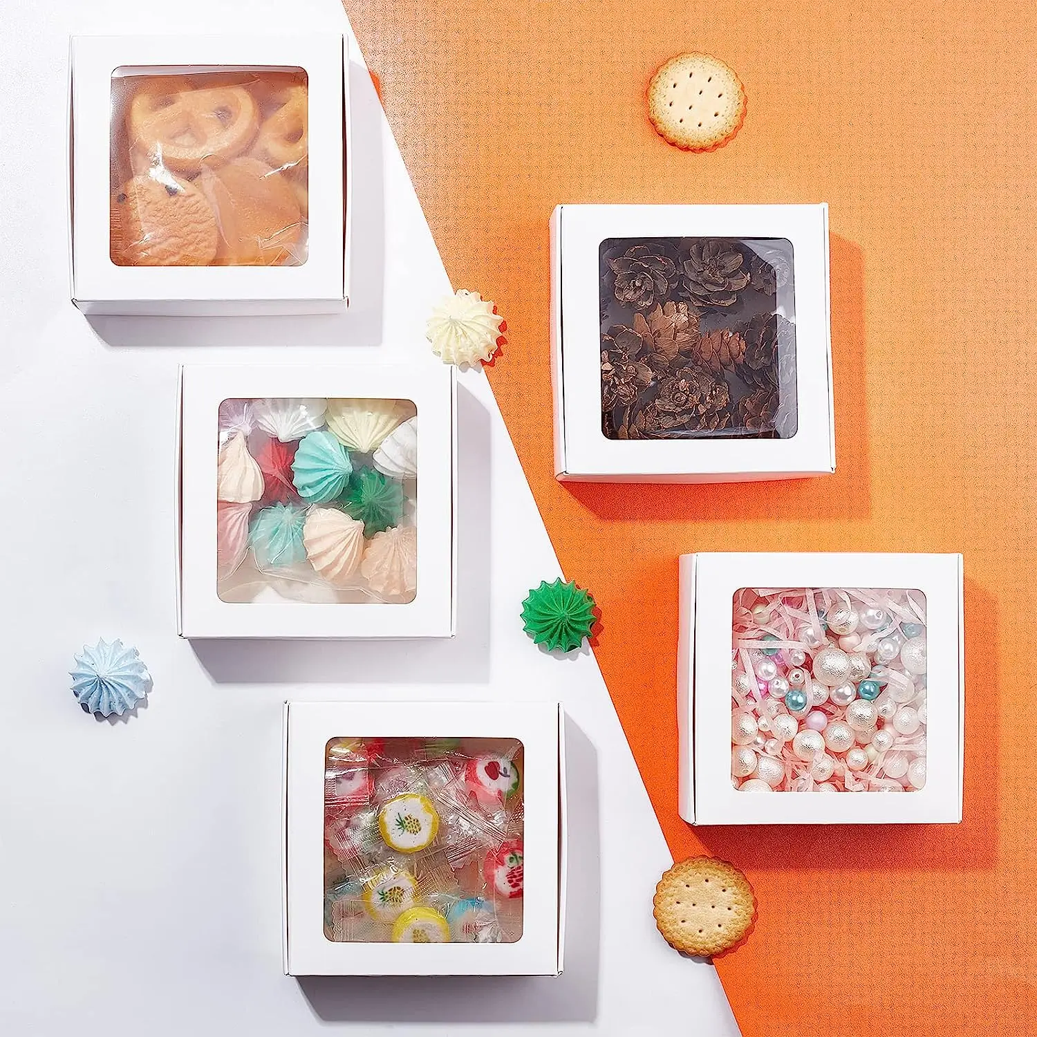 White Kraft Paper Boxes Soap Packaging Boxes White Gift Box with Clear Window for Gift Packaging