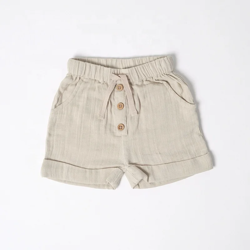 New Design Summer Baby Muslin Pants Children Short Pants Organic Cotton Infant Baby Shorts